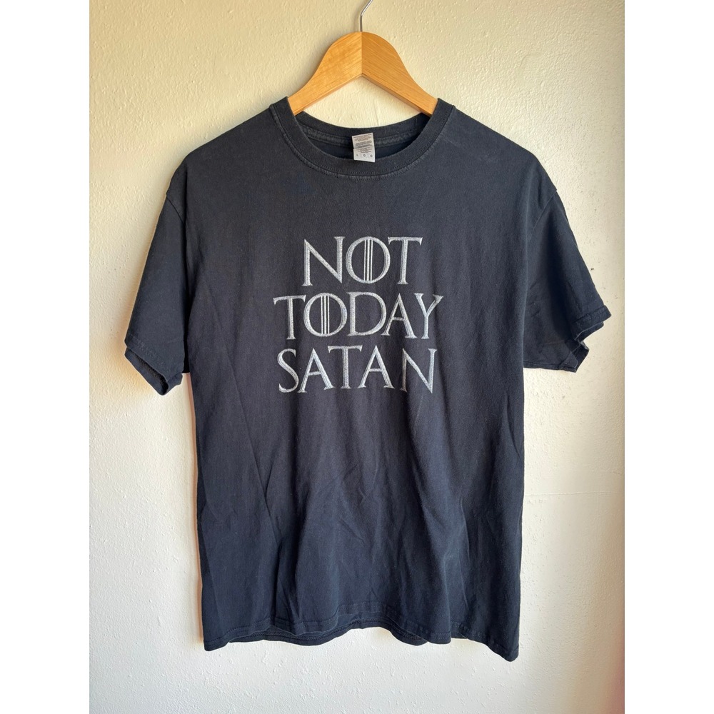 Gildan Heavy Cotton Not Today Satan Graphic‎ T-Shirt Mens Large Black